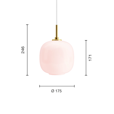 Louis Poulsen Vl45 Radiohus Pale Rose Lampe suspendue suspendue 18 cm verre rose