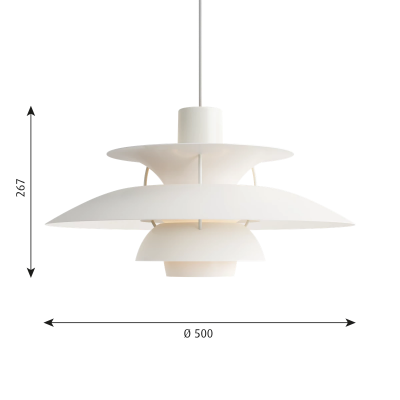 Louis Poulsen Ph 5 lampadario sospeso 50 cm bianco modern