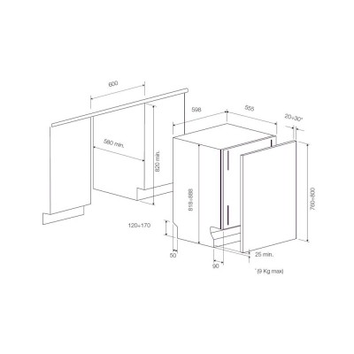 Fulgor fdw 8292.1 komplett versteckter Einbau-Geschirrspüler