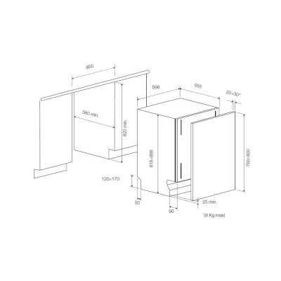 Fulgor fdw 8292.1 lave-vaisselle encastrable complètement caché