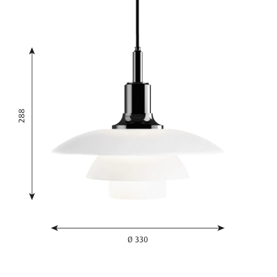 Louis Poulsen Ph 3½-3 Glass Suspension lamp 33 cm white - black