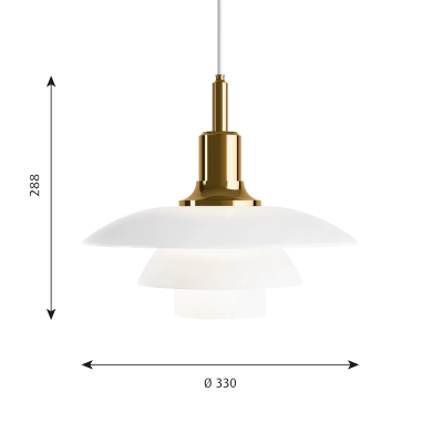 Louis Poulsen Ph 3½-3 Glass Suspension lamp 33 cm white - brass