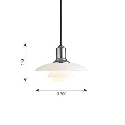 Louis Poulsen Ph 2/1 Suspended lamp 22 cm white - chrome