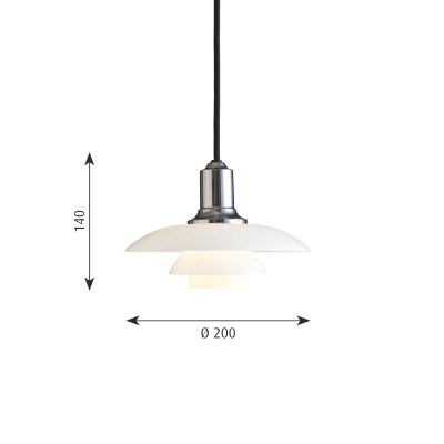 Louis Poulsen Ph 2/1 Suspension lamp 22 cm white - chrome