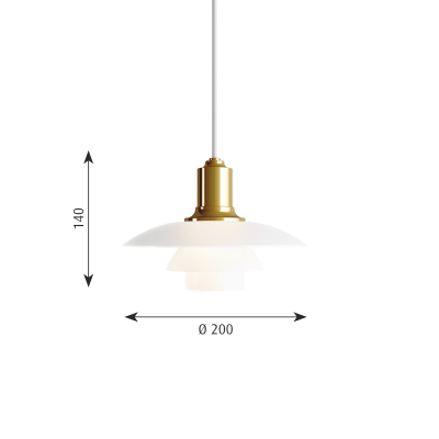 Louis Poulsen Ph 2/1 Lámpara colgante 22 cm blanco - latón