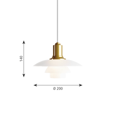 Louis Poulsen Ph 2/1 Suspension lamp 22 cm white - brass