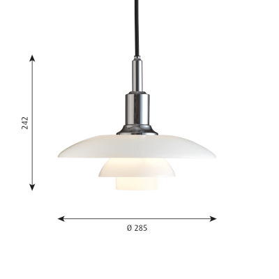 Louis Poulsen Ph 3/2 Lampe suspendue 28 cm blanc - chrome