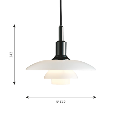 Louis Poulsen Ph 3/2 Suspension lamp 28 cm white - black metallic