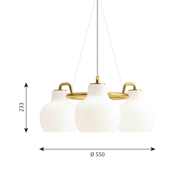 Louis Poulsen Vl Ring Crown 3 chandelier 55 cm white glass