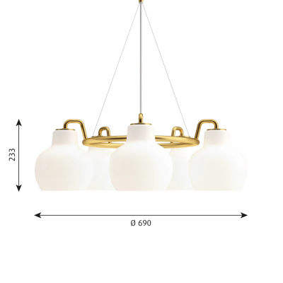 Louis Poulsen Vl Ring Crown 5 chandelier 70 cm white glass