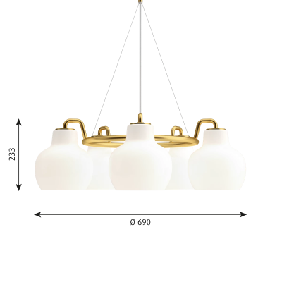 Louis Poulsen Vl Ring Crown 5 lampadario 70  cm vetro bianco