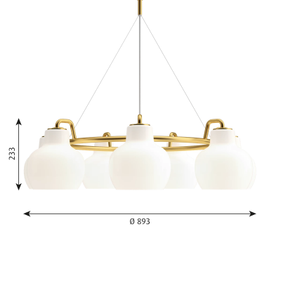 Louis Poulsen Vl Ring Crown 7 chandelier 90 cm white glass