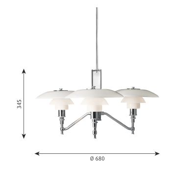 Louis Poulsen Ph 3/2 Academy chandelier 68 cm white chrome