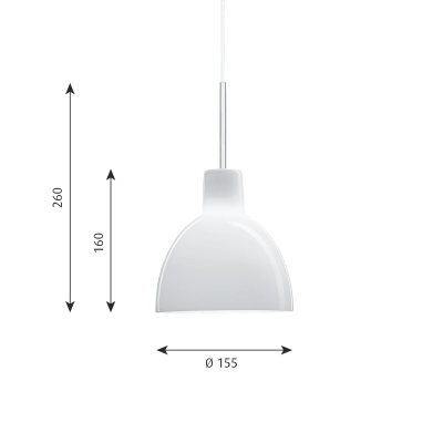 Louis Poulsen Toldbod 155 Glass Suspension lamp 15 cm white glass