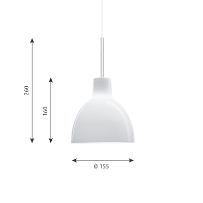 Louis Poulsen Toldbod 155 Lámpara colgante de cristal 15 cm blanco