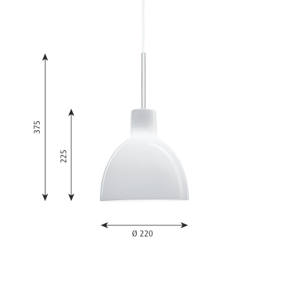 Louis Poulsen Toldbod 220 Glass Hängeleuchte 22 cm weißes Glas