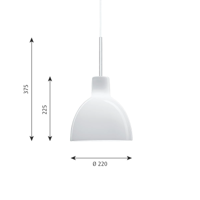 Louis Poulsen Toldbod 220 Lámpara colgante de cristal 22 cm blanco