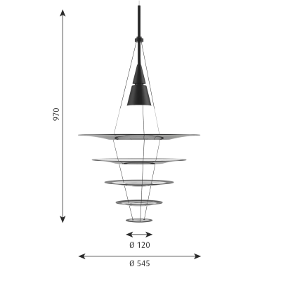 Lustre suspension Louis Poulsen Enigma 545 54 cm transparent - noir