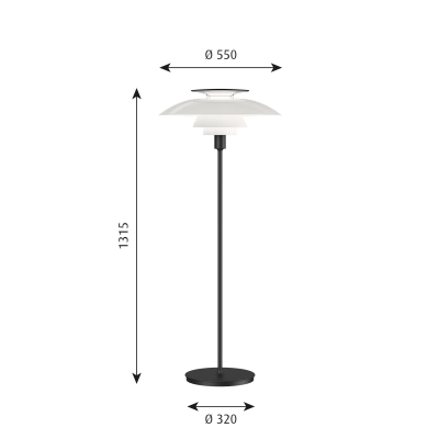 Louis Poulsen Ph 80 floor lamp 55 cm white black