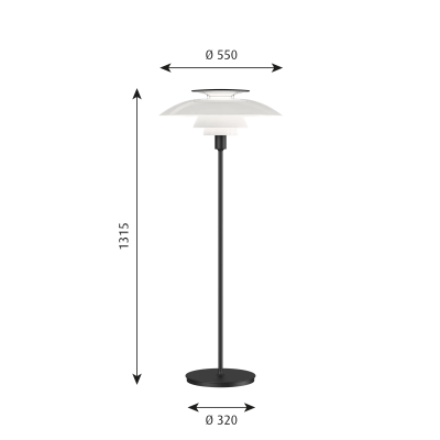 Louis Poulsen Ph 80 lámpara de pie 55 cm blanco negro