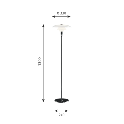 Louis Poulsen Ph 3½-2½ terra lampada a terra 33 cm bianco cromato