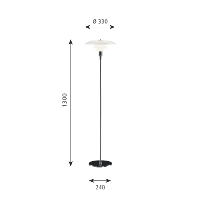 Louis Poulsen Ph 3½-2½ lampadaire 33 cm blanc chrome