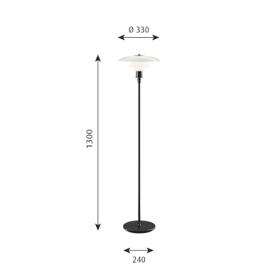 Louis Poulsen Ph 3½-2½ terra floor lamp 33 cm white black