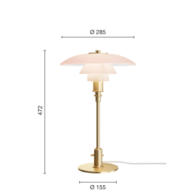 Louis Poulsen Ph 3/2 Pale Rose lampada da tavolo comodino rosa ottone