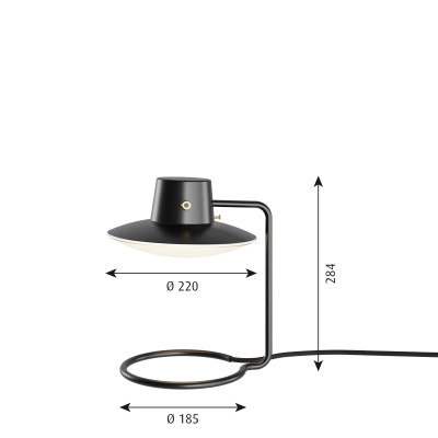 Louis Poulsen Aj Oxford lampe de table table de chevet h 28 cm noir