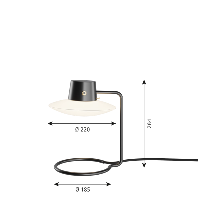 Louis Poulsen Aj Oxford lampada da tavolo comodino h 28 cm opale