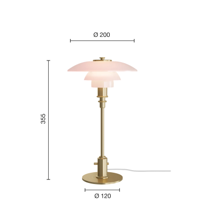 Louis Poulsen Ph 2/1 Pale Rose Brass lámpara de noche rosa