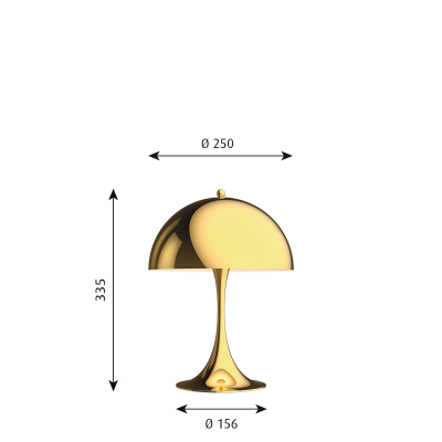 Louis Poulsen Panthella 250 lampada da tavolo ottone metallizzato