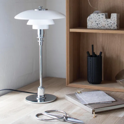 Louis Poulsen Ph 3/2 lampada da tavolo comodino bianco - cromo