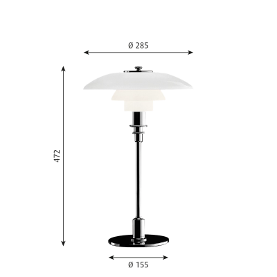 Louis Poulsen Ph 3/2 lámpara de mesa mesita de noche blanca - cromo