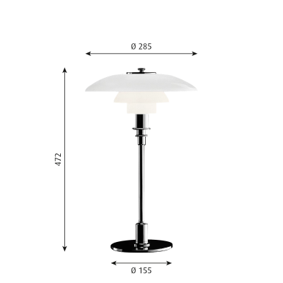 Louis Poulsen Ph 3/2 lampe de table table de chevet blanc - chrome