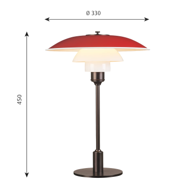 Louis Poulsen Ph 3½-2½ lámpara de mesa rojo - blanco