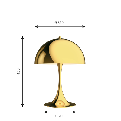 Louis Poulsen Panthella 320 Tischlampe aus metallischem Messing