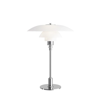 Louis Poulsen Ph 3½-2½ White - chromed glass table lamp