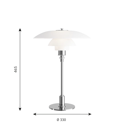 Louis Poulsen Ph 3½-2½ White - chromed glass table lamp