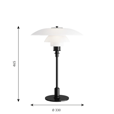 Louis Poulsen Ph 3½-2½ Weiß - schwarzes Tischlampenglas