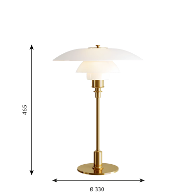 Louis Poulsen Ph 3½-2½ Lámpara de mesa de cristal blanco - latón