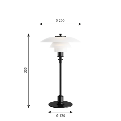 Louis Poulsen Ph 2/1 lámpara de mesa 12 cm blanco - negro