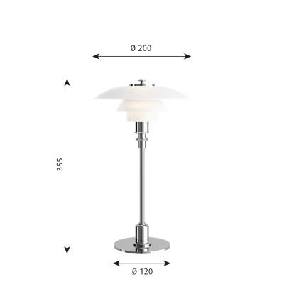 Louis Poulsen Ph 2/1 table lamp 12 cm white - chrome