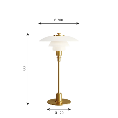 Louis Poulsen Ph 2/1 table lamp 12 cm white - brass