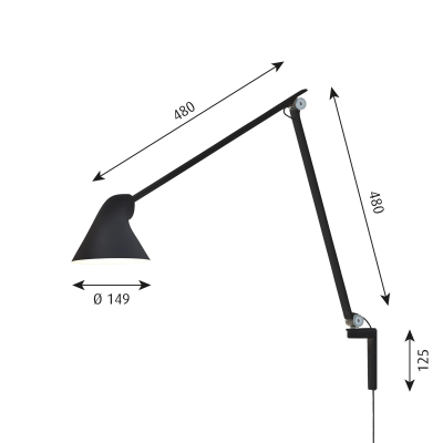 Louis Poulsen Njp wall lamp long arm black