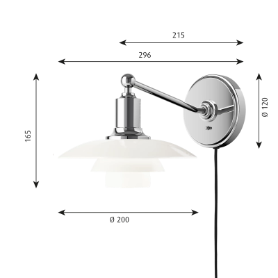 Louis Poulsen Ph 2/1 lampada a parete 20 cm bianco con interruttore