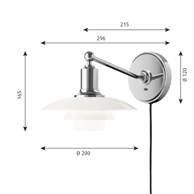 Louis Poulsen Ph 2/1 wall lamp 20 cm white with switch