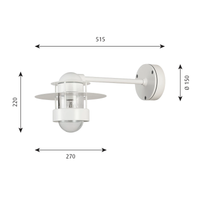 Louis Poulsen Albertslund outdoor wall lamp long arm white