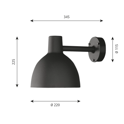 Louis Poulsen Toldbod 220/290 schwarze Außenwandleuchte