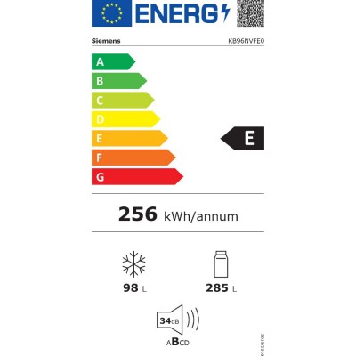 Siemens kb96nvfe0 Iq300 Lodówka-zamrażarka do zabudowy 71 cm wys. 194 cm